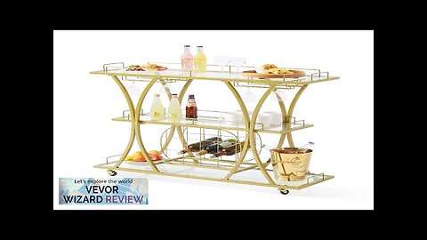 VEVOR 3 Tiers Gold Metal Bar Serving Cart with Wine Rack Glass Review