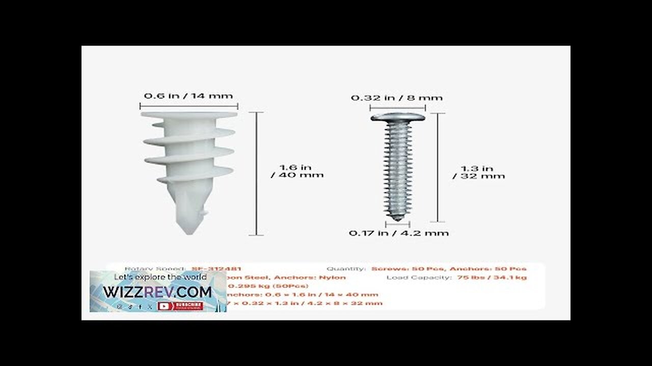 Drywall Anchors Self Drilling Anchors 100PCS in 50 Sets Screw & Anchors Review