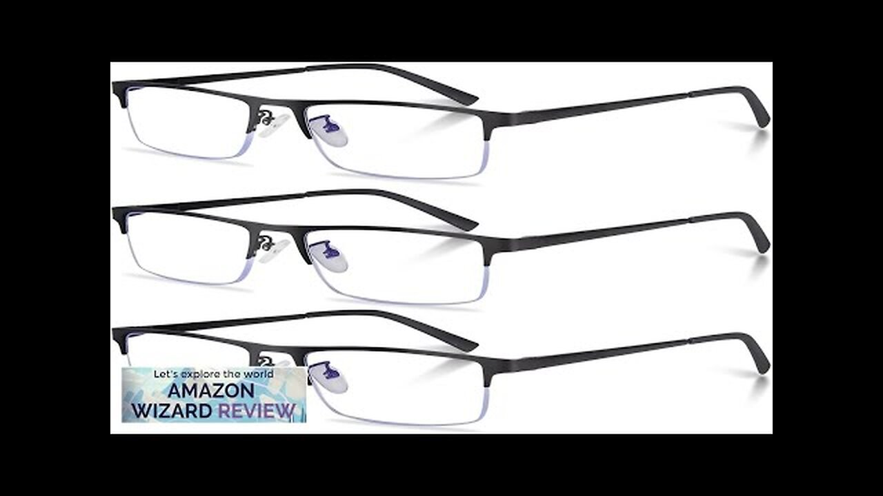 3-Pack Reading Glasses for Men Lightweight Metal Half Frame Blue Light Blocking Review