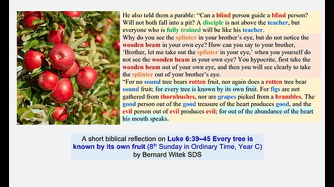 Luke 6:39–45 Every tree is known by its own fruit