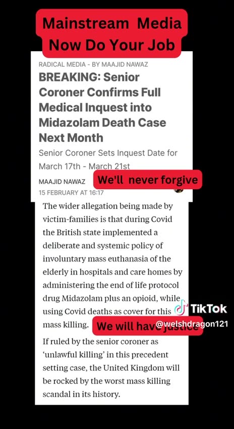 The UK Government Midazolam Murders & Involuntary Euthanasia Programme