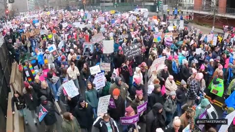 The People’s March, moving through the streets of Washington in opposition to Trump