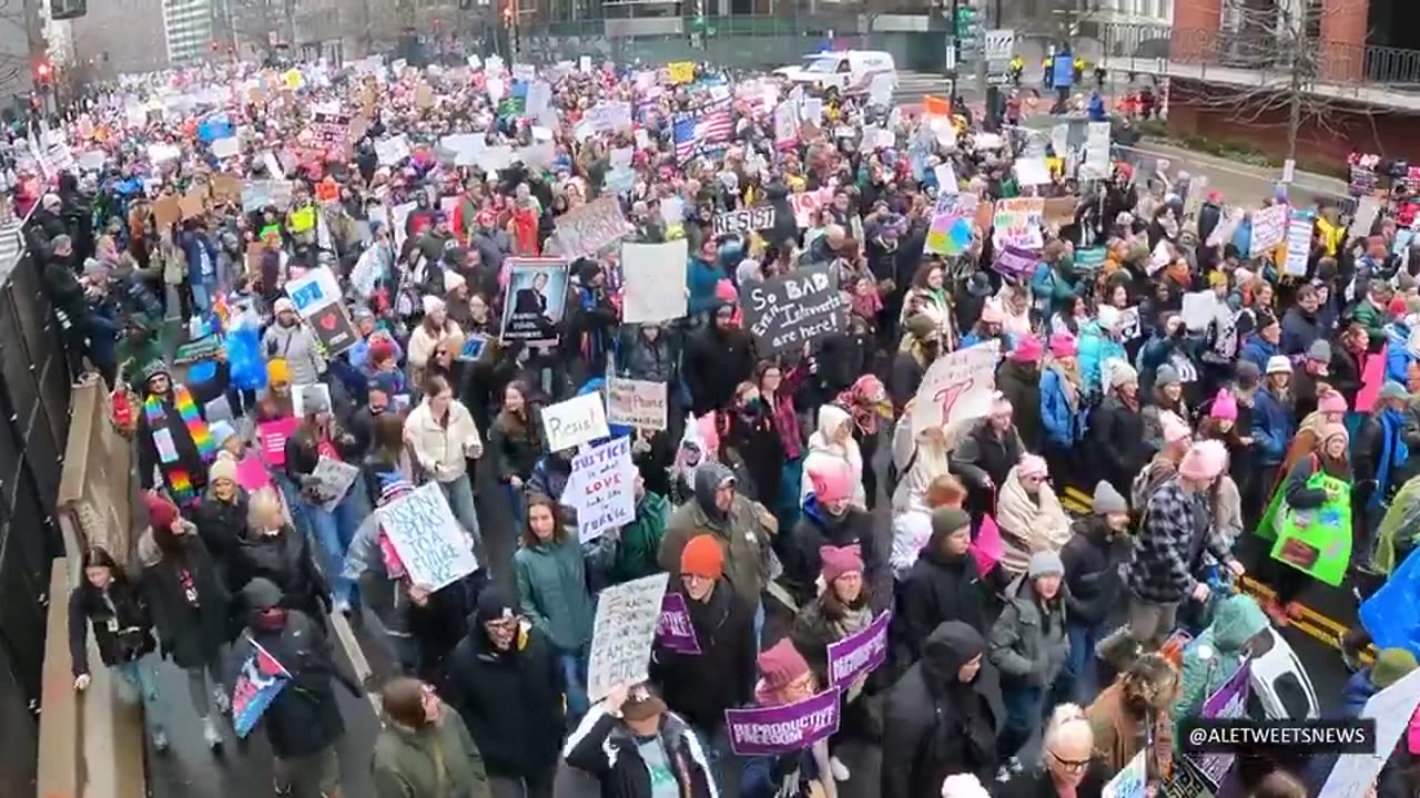 The People’s March, moving through the streets of Washington in opposition to Trump