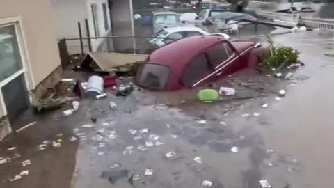 LA is flooded, right after wildfires. Cars are underwater