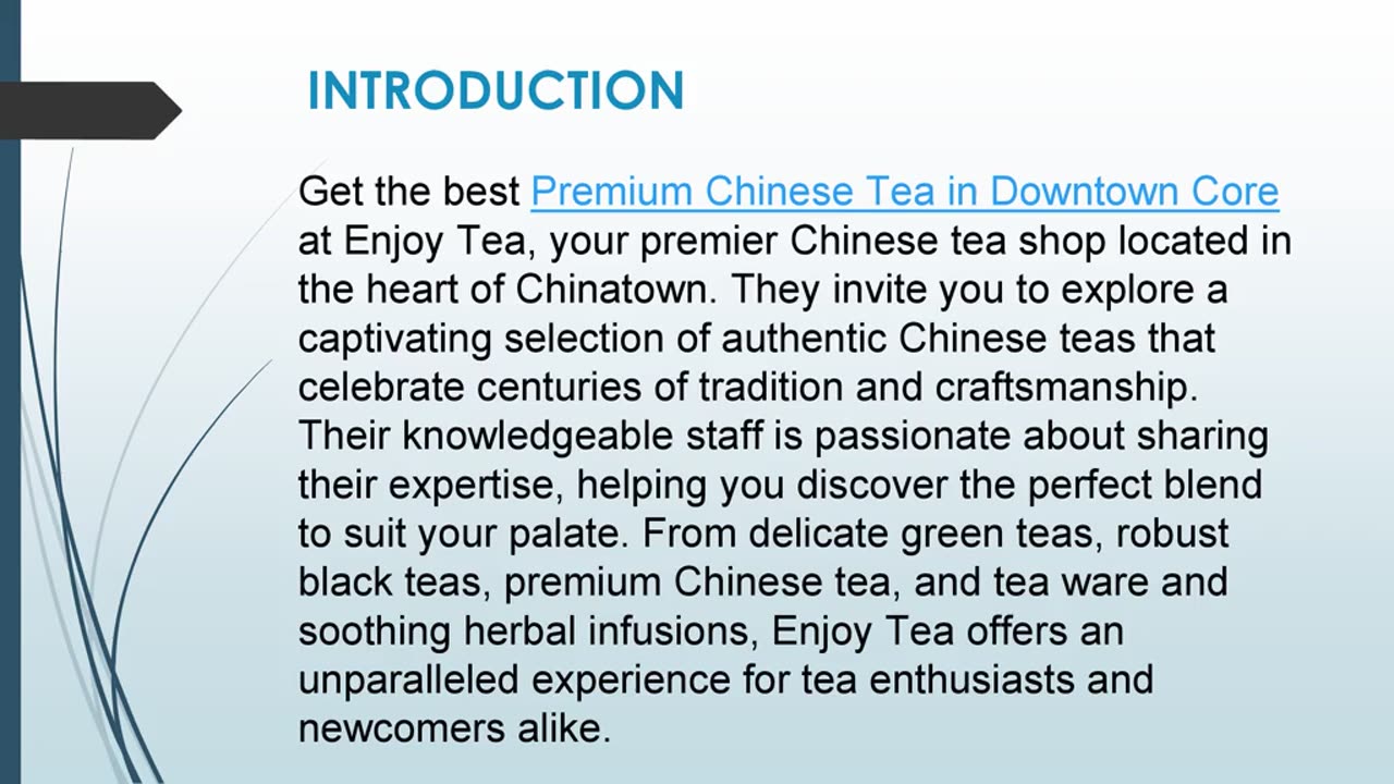 Get the best Premium Chinese Tea in Downtown Core