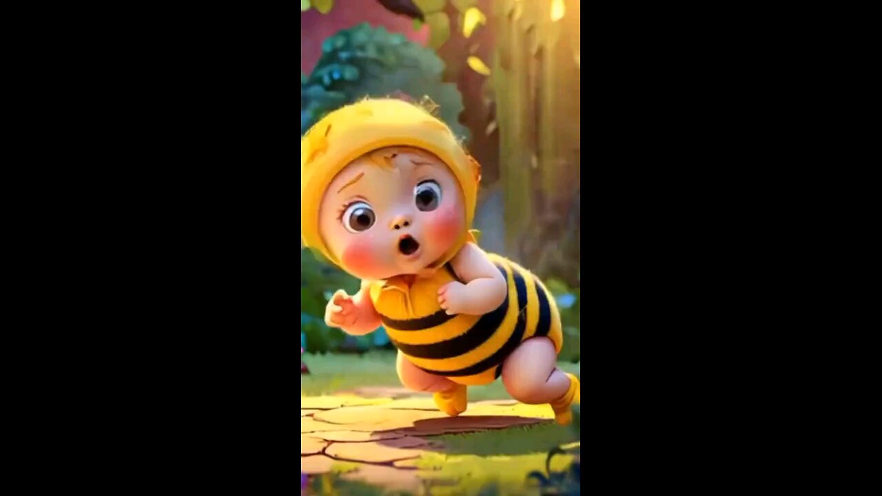 cute baby honeybee try to fly first time