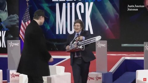 Elon Musk receives 'chainsaw for bureaucracy' at CPAC 2025 from president of Argentina Javier Milei