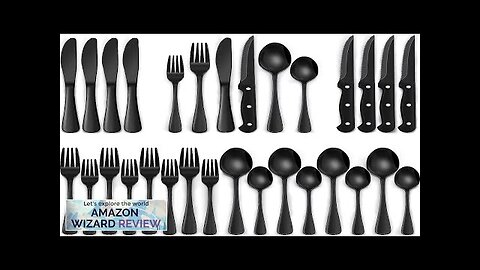 24-Piece Black Silverware Set with Steak Knives Black Flatware Set for 4 Review