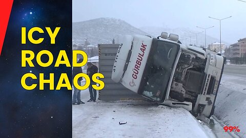 Icy Road Madness: Shocking Car Crashes and Near Misses Caught on Camera