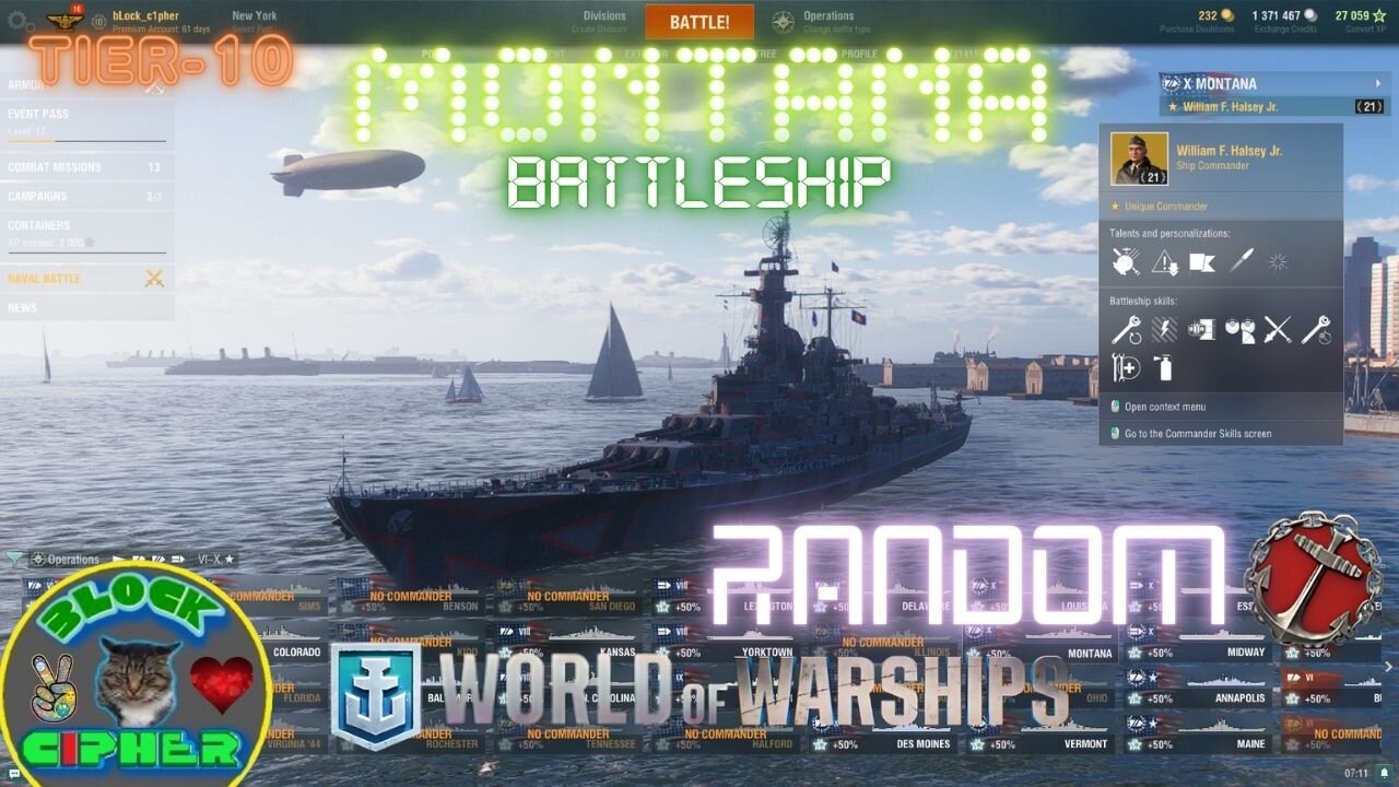 Tech-Line USN Battleship Tier-10 MONTANA in Random mode | World of Warships