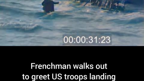 Frenchman greets US troops landing at Normandy heart warming #Colourized footage 🇫 🇷🇺🇸 🎥