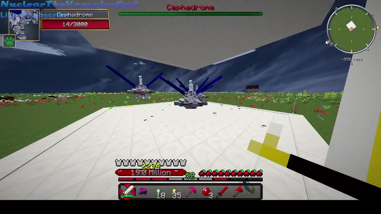 Minecraft Mob Battle Cephadrome vs nuclear