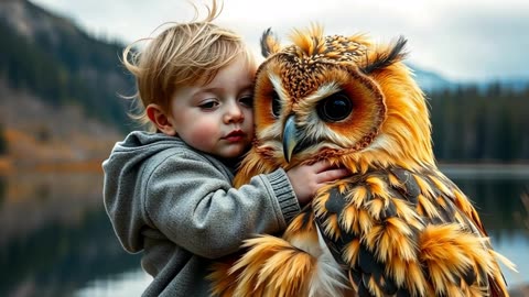 Cute Baby and Majestic Owl Share a Special Moment! 🦉💖