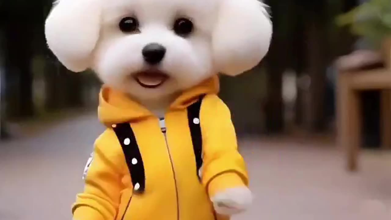 💛🐶 Sunshine Pup! Yellow Jumpsuit Dog Lights Up the Sidewalk!