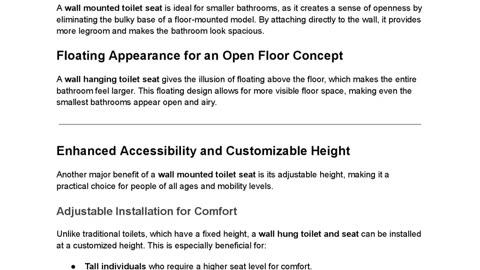 How Does a Wall Mounted Toilet Seat Enhance Bathroom Space Optimization