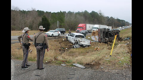 PICKUP SLAMMED BY 18 WHEELER, GOODRICH TEXAS, 01/28/25...