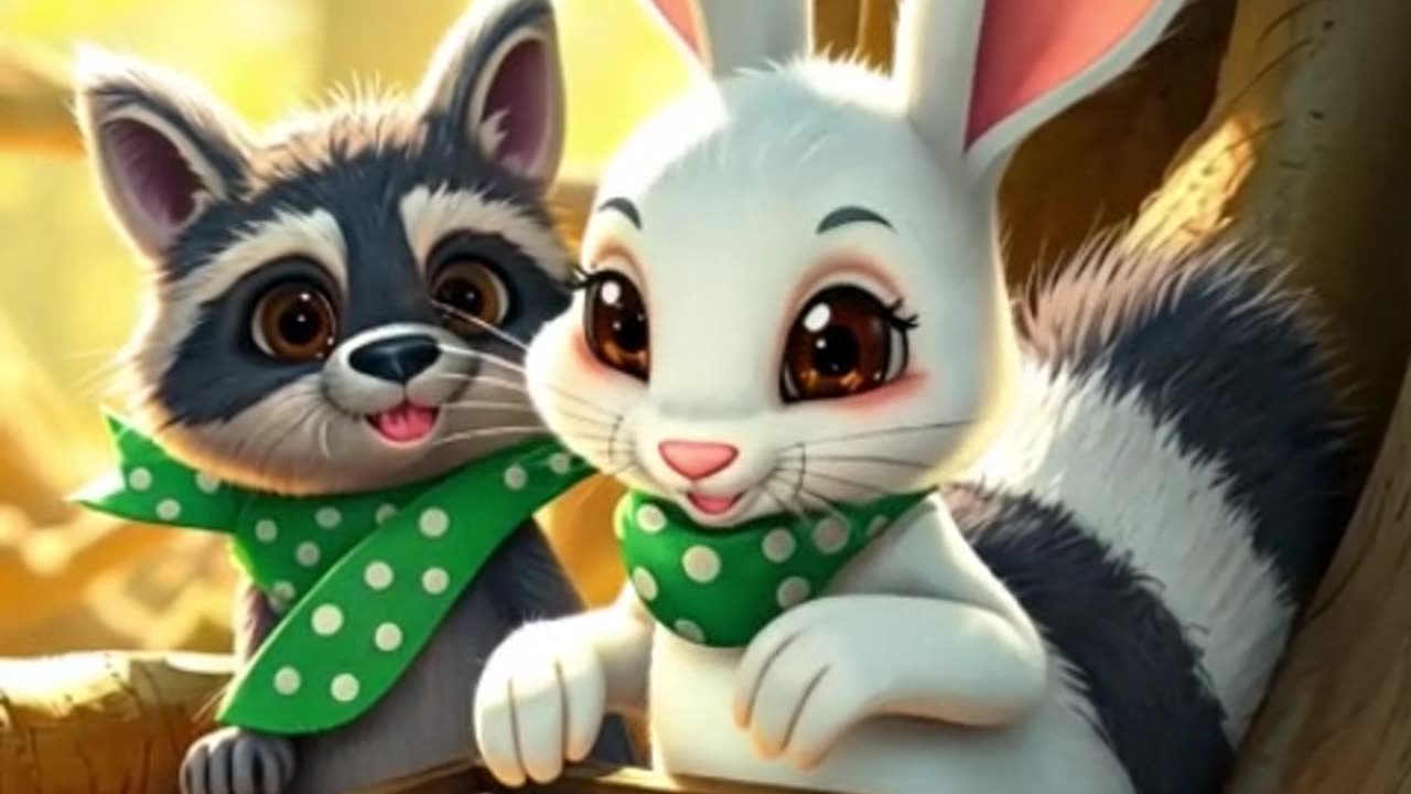 Rosie Rabbit Rescues the Raccoon from wild dogs Attack