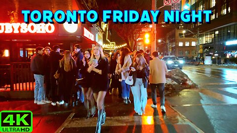 【4K】Toronto Nightlife in wintery glow | Downtown Friday Night Canada 🇨🇦