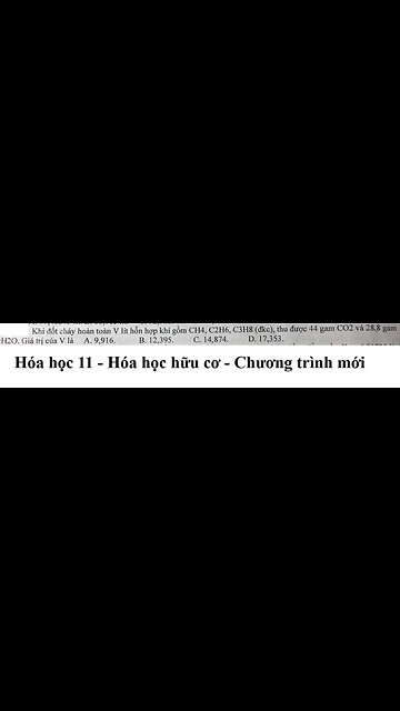 Hóa học 11: Khi đốt cháy hoàn toàn V lít hỗn hợp khí gồm CH4, C2H6, C3H8 (dktc) thu được 44 g CO2,