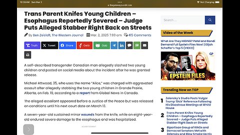 Trans Parent Knifes Young Children – Esophagus Reportedly Severed – Back On Streets