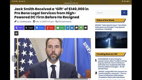 Jack Smith Received a ‘Gift’ of $140,000 in Pro Bono Legal Services from High-Powered DC Firm