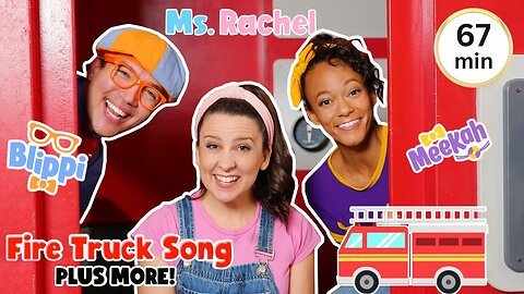 Blippi and Ms Rachel Fire Truck Song and Wheels on the Bus - Nursery Rhymes and Kids Songs