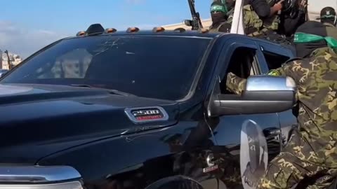 A scene of a vehicle seized by the resistance from the settlements of the "Gaza Envelope"