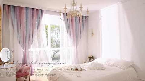 Yancorp Pink Starry Night Curtains Fairytale for Girls' Rooms
