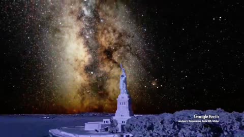 A Forgotten View: The Statue of Liberty, Framed by the Stars of a Darkened Harbour in New York