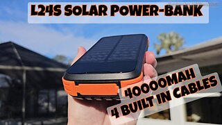 MINRISE L24S Solar-Power-Bank-Charger 40000mAh Review: 4 Built-in Cables & Fast Charging