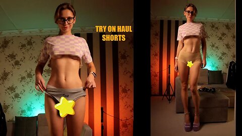 ❤️ Try on Haul non Transparent Lingerie and shorts with Tina