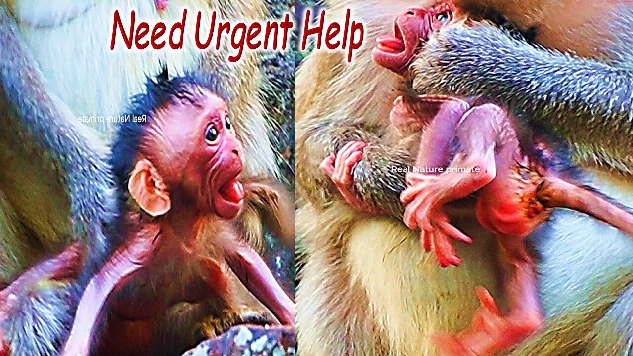 Baby monkey Needed Urgent Help Cos Mom Not Care Well