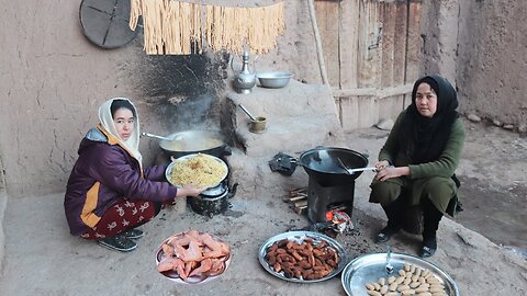 2 Day in the mountain coldest village of Afghanistan/ survival & cooking wings fried Recipe