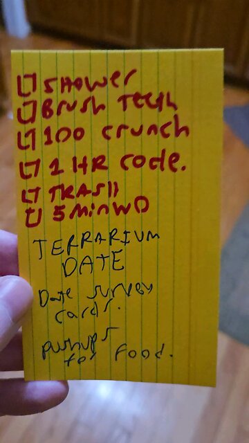 Terrarium , Date Survey , Beans For Pushups