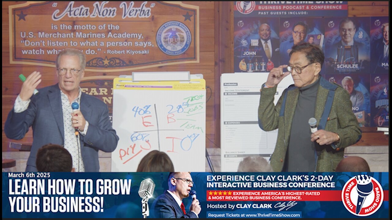 Robert Kiyosaki | The Legendary Best-Selling Author Robert Kiyosaki & CPA / Entrepreneur, Tom Wheelwright At Clay Clark's Business Workshop + How to Escape the Rat Race, Power of the Cash Flow Quadrant, Wealth Creation