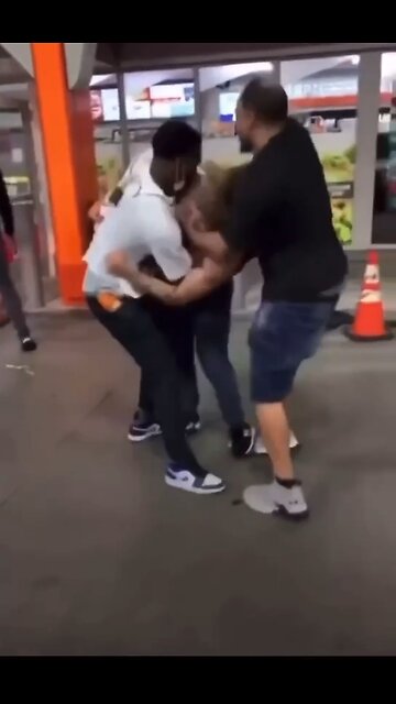 Drunk Man fights 2 men