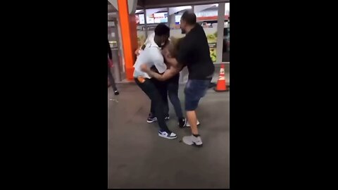 Drunk Man fights 2 men