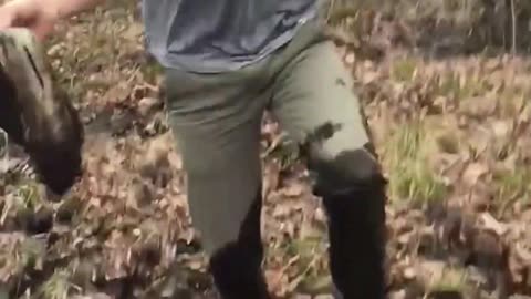 gay guy freaks out over mud in the woods