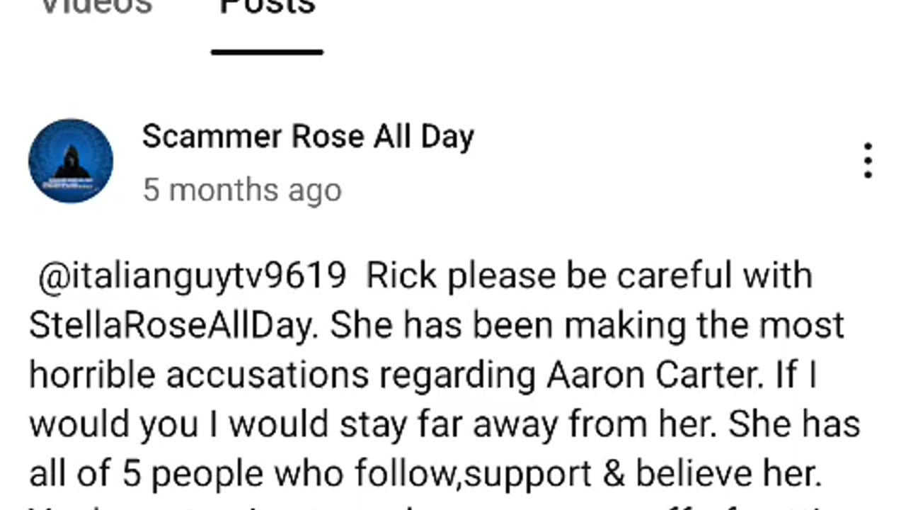 a post scammerstellarosealldaytelling rickbastuba that he already distance himself from her 03/8/25