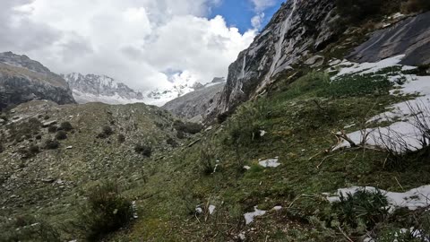 Waterfalls everywhere in Quebrada Llaca #huaraz #ancash