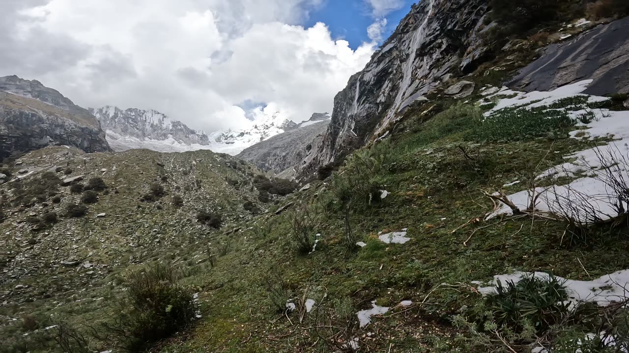 Waterfalls everywhere in Quebrada Llaca #huaraz #ancash