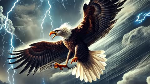 eagle fighting with the storm