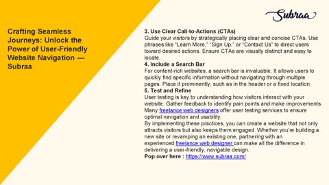Crafting Seamless Journeys: Unlock the Power of User-Friendly Website Navigation — Subraa