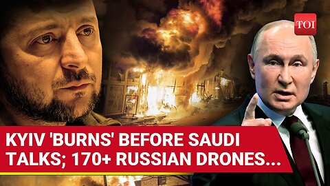 Russia _Burns_ Kyiv Before Saudi Talks_ 170 Drone Strikes Shake Ukraine _ Shocking Attack On Cam