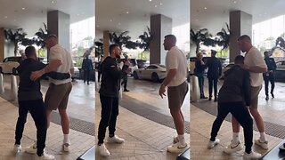 Merab Dvalishvili Teaches Dricus du Plessis How to Wrestle Outside the Hotel Lobby