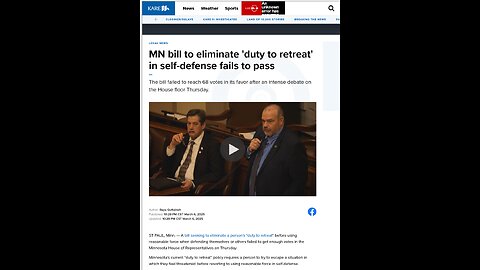 Bill aiming to eliminate 'duty to retreat' in cases of self-defense fails to pass Minnesota House