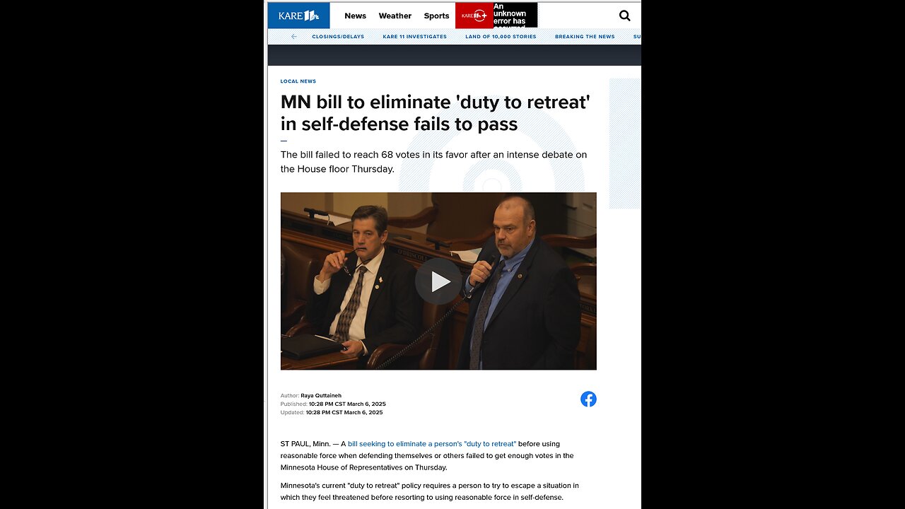 Bill aiming to eliminate 'duty to retreat' in cases of self-defense fails to pass Minnesota House