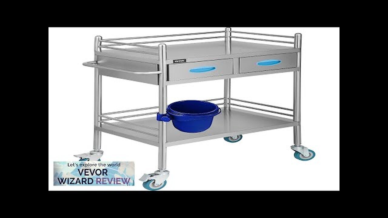 VEVOR Lab Serving Cart Utility Cart Stainless Steel Medical Cart with Two Review