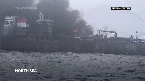 Fuel tanker burns amid cloud of black smoke after North Sea crash with cargo ship