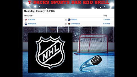 T-Backs Sports Bar and Grill Sports Schedule and Sliders special for Thursday Jan 16, 2025